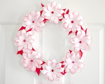 Poinsettia Christmas Wreath - Paper Flowers - Christmas Wreath - 12 inch