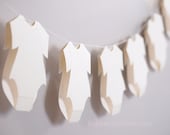 Baby Shower Clothesline Decorations for Baby Shower Garland Baby Outfit ClothesLine Paper Decor, OffWhite, White, Gold, Black, Pink or Blue