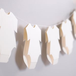 Baby Shower Clothesline Decorations for Baby Shower Garland Baby Outfit ClothesLine Paper Decor, OffWhite, White, Gold, Black, Pink or Blue