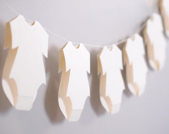 Baby Shower Clothesline Garland - Adorable Outfit Cutouts for Nursery Decor & Neutral Gender Reveal Party Decorations