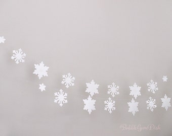 One Frozen Snowflakes garland holiday bunting glittered paper 9 Foot