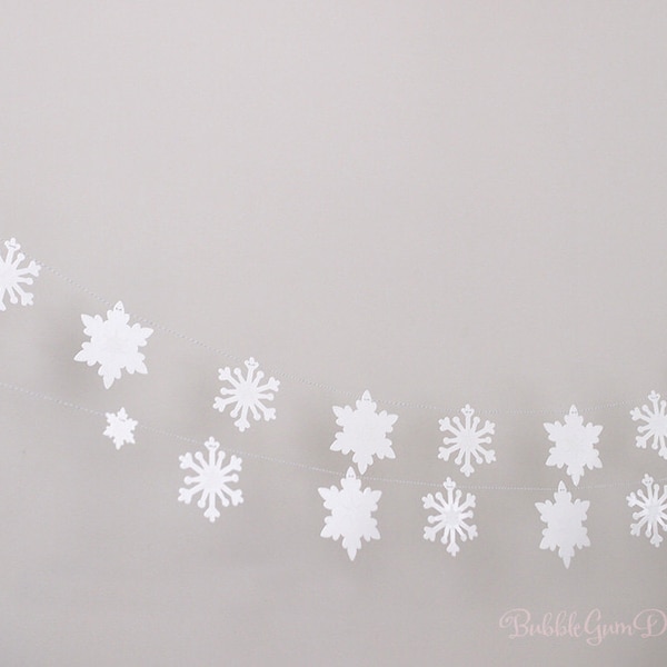 One Frozen Snowflakes garland holiday bunting glittered paper 9 Foot