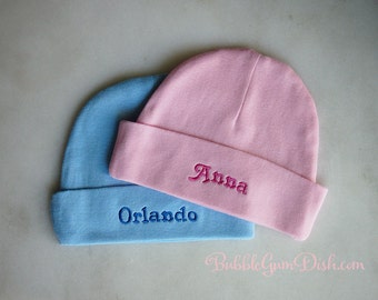 Personalized Baby Hat with Name - Baby Shower Gift - Embroidered Monogram - Newborn Name Beanie- Infant Skull Cap