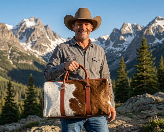 Handcrafted Hair-On Cowhide Duffle Bag – Western Leather Travel Duffel