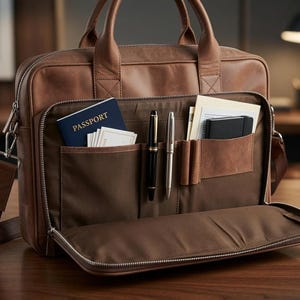 Leather Laptop Bag, Rustic Horse Hide Messenger Briefcase for Work