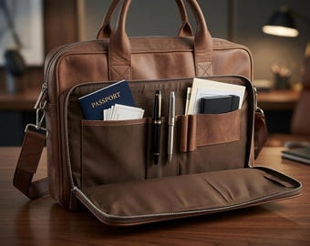 Leather Laptop Bag for Men Handmade Rustic Top Grain Horse Hide Messenger Vintage Crossbody Satchel Briefcase for Work
