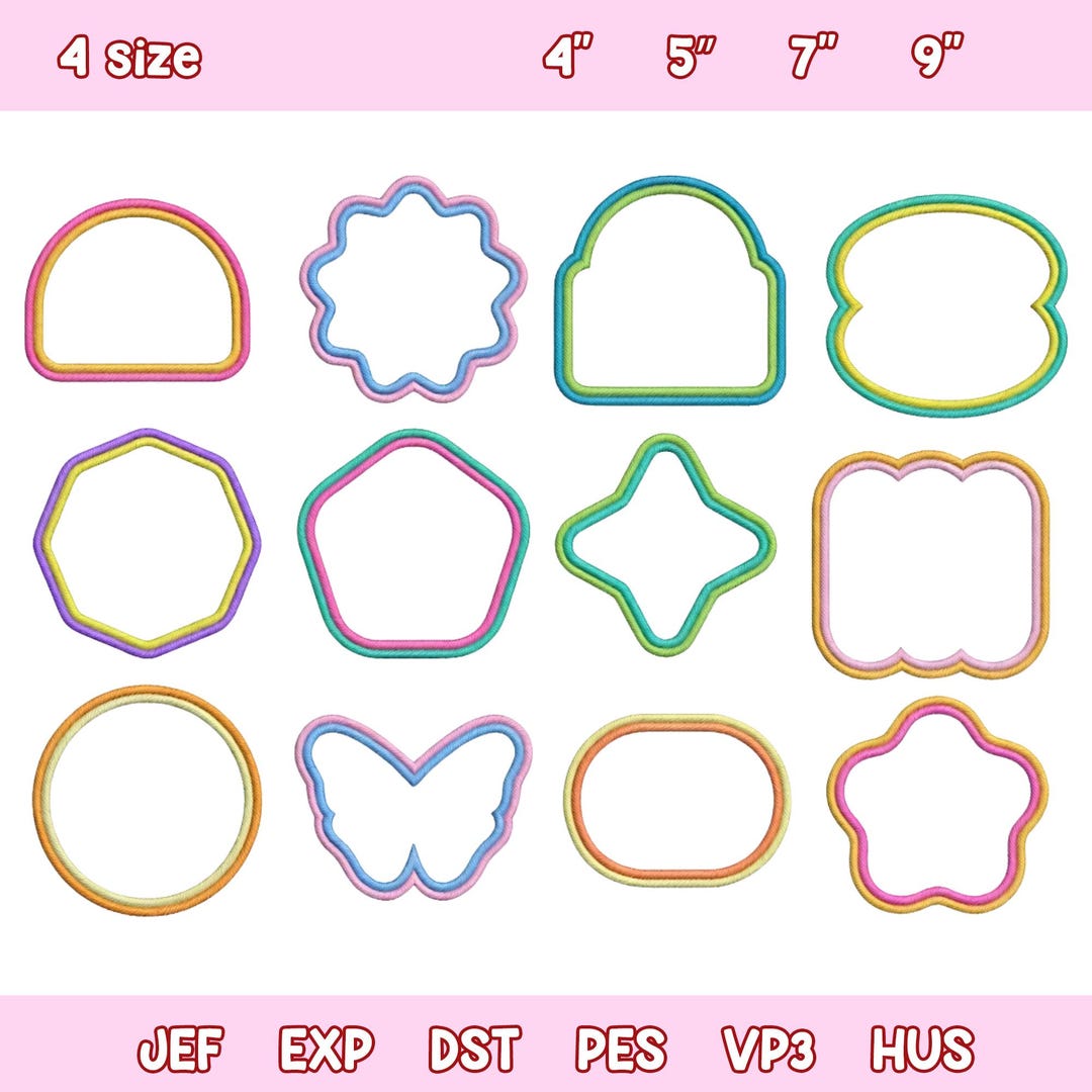 Jef Frame ITH Frame Applique Embroidery Designs, Wavy Shape Frame Embroidery File ...