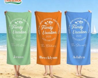 Telo mare personalizzato per vacanze in famiglia, Telo mare per viaggio in famiglia 2026, Telo piscina personalizzato per crociera, Idee regalo per il fine settimana, Bomboniere per feste per adulti, Telo mare da crociera