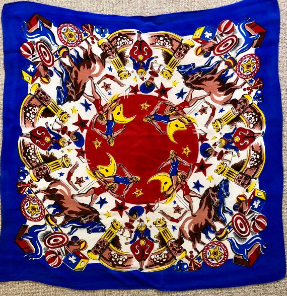 Fabulous 1940's Novelty Print Scarf