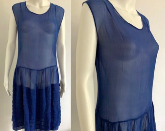 Stunning 1920's Periwinkle Blue Silk Chiffon Dress