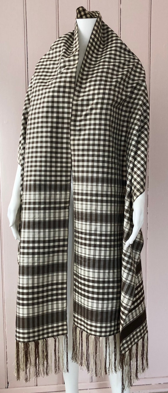 Fantastic Victorian Taffeta Gingham Shawl