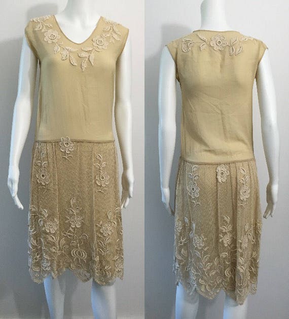 1920's Filet Work Floral Dress