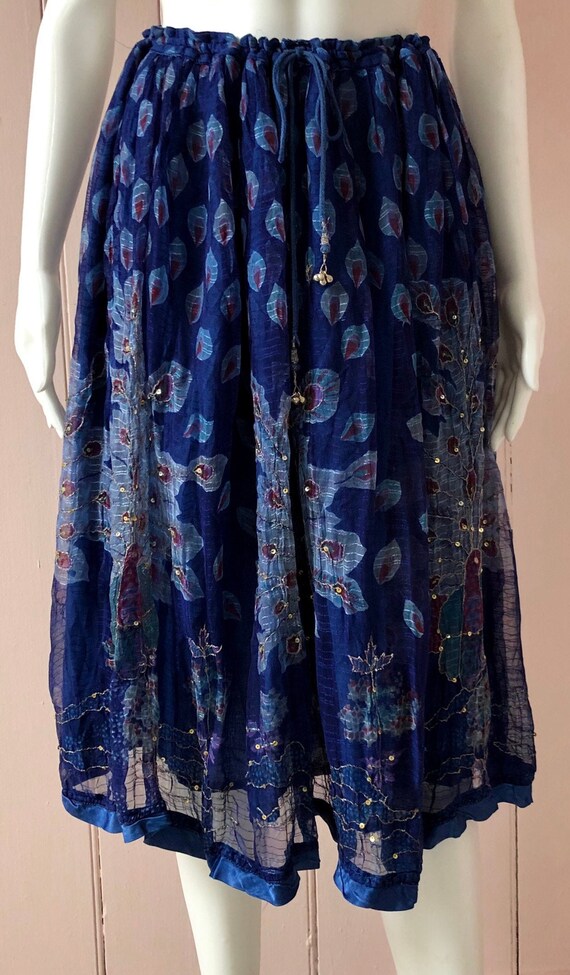 Pretty 1970's Mayur Indian Skirt Peacock Design