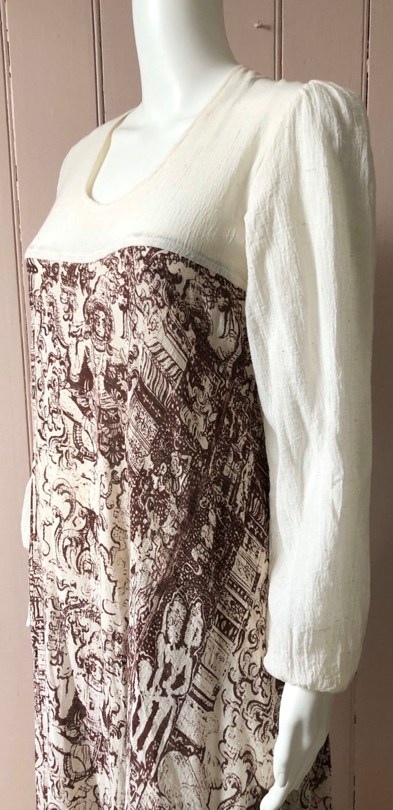 Fantastic 1970’s Cheesecloth Dress Indian Print