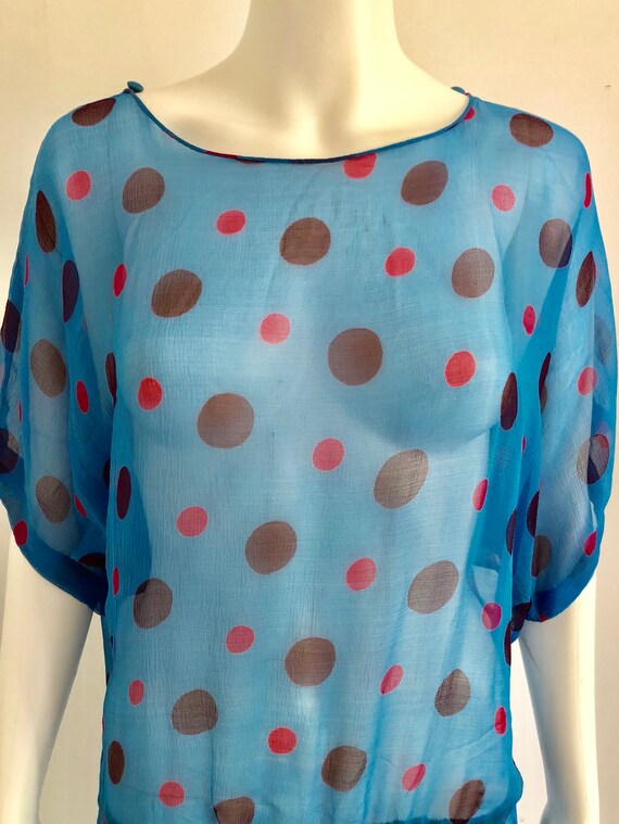 Stunning 1920's Silk Chiffon Polka Dot Dress