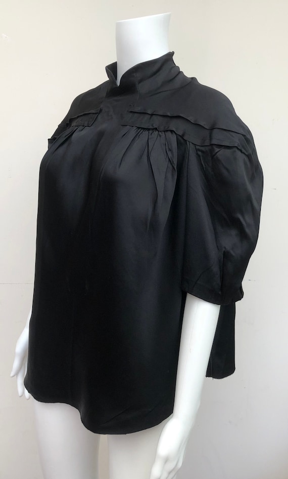 Superb 1930’s Black Satin Blouse