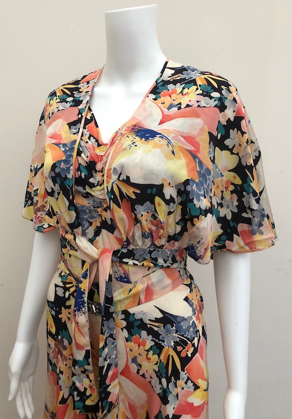 Fantastic 1930’s Floral Crepe Gown