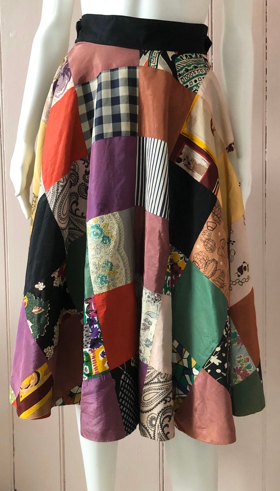 Amazing 1950’s Rayon Patchwork Skirt