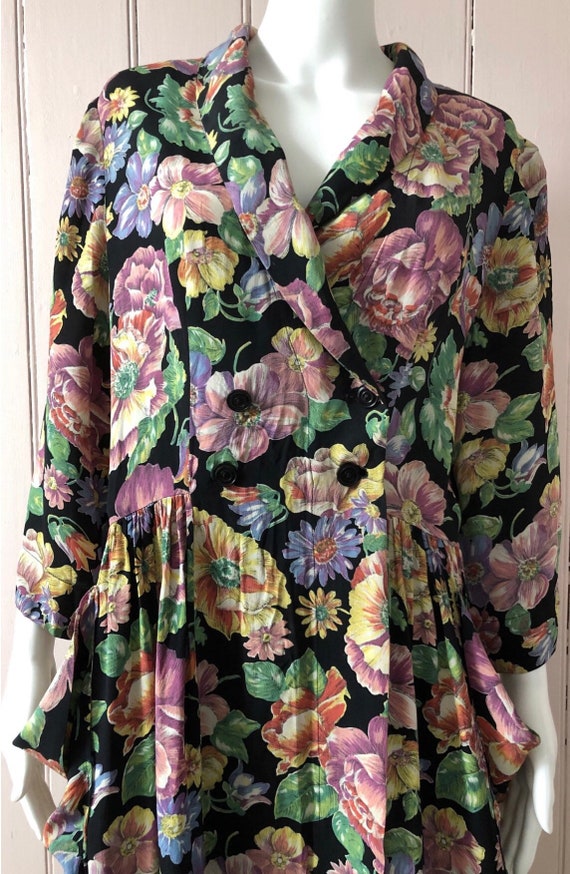 Fantastic 1940’s Floral Crepe Housecoat/Dress