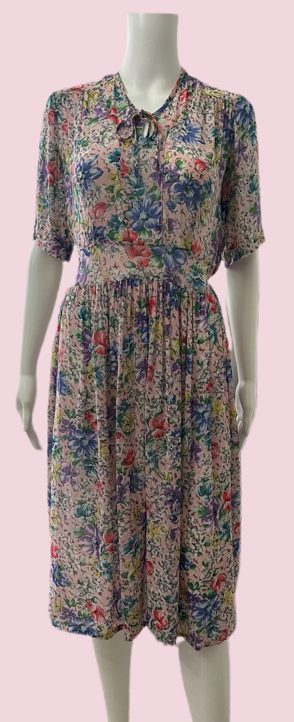 1940s Mens Ties | Wide Ties & Painted Ties Pretty Floral 1940s Dress $101.42 AT vintagedancer.com