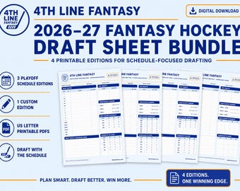 Karta draftu Fantasy Hockey 2026-27 | Planer rozgrywek play-off | Pakiet PDF do druku