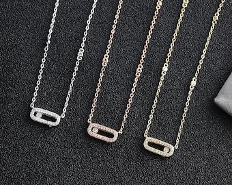 In Box MSK CZ pave Move necklace 18K gold plated Single bead pendant Gift for her