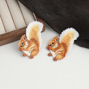 Parche termoadhesivo de ardilla, bordado DIY, patrón de ardilla