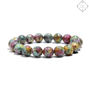 8 mm High-Quality Natural Ruby Zoisite Bracelet, Genuine Ruby Zoisite Faceted Round Beaded Bracelet, Healing Gemstone Jewelry Gift for her
