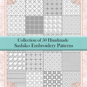 Stick und Stich Sashiko Handstickerei Muster zum Ausdrucken - PDF Bündel von 50 handgemachten Designs - Visible Mending