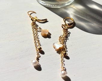 Dainty, Pearl Earrings, Handmade earrings, gold plated pearl earrings, boho earrings, minimalist earrings, dainty earrings
