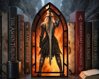 Aelin Fireheart Book Nook, Throne of Glass Bookshelf Insert, Stained Glass Effect Candle Holder