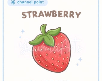 Icono de fresa para canal de Twitch / Emote de frutas adorable para Discord y YouTube