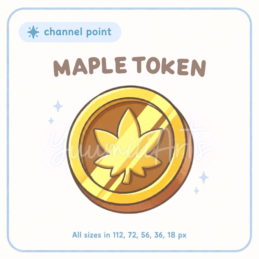 Maple Token Twitch Channel Point Icon | Cute Japanese Coin Stream Emote ...