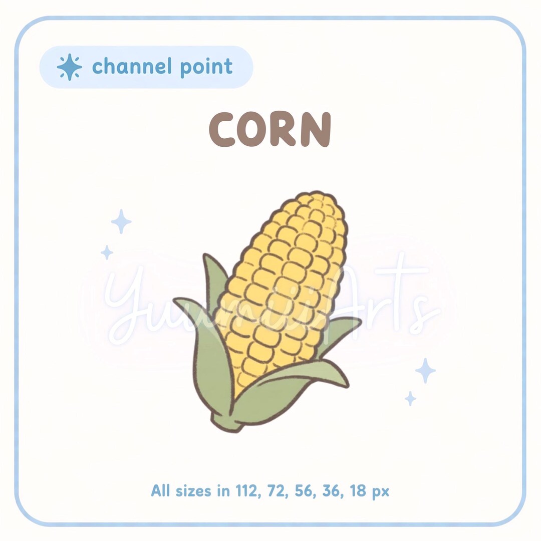 Corn Streaming Corn Twitch Channel Point Icon | Cute Veggie Stream Emote for Discord ...