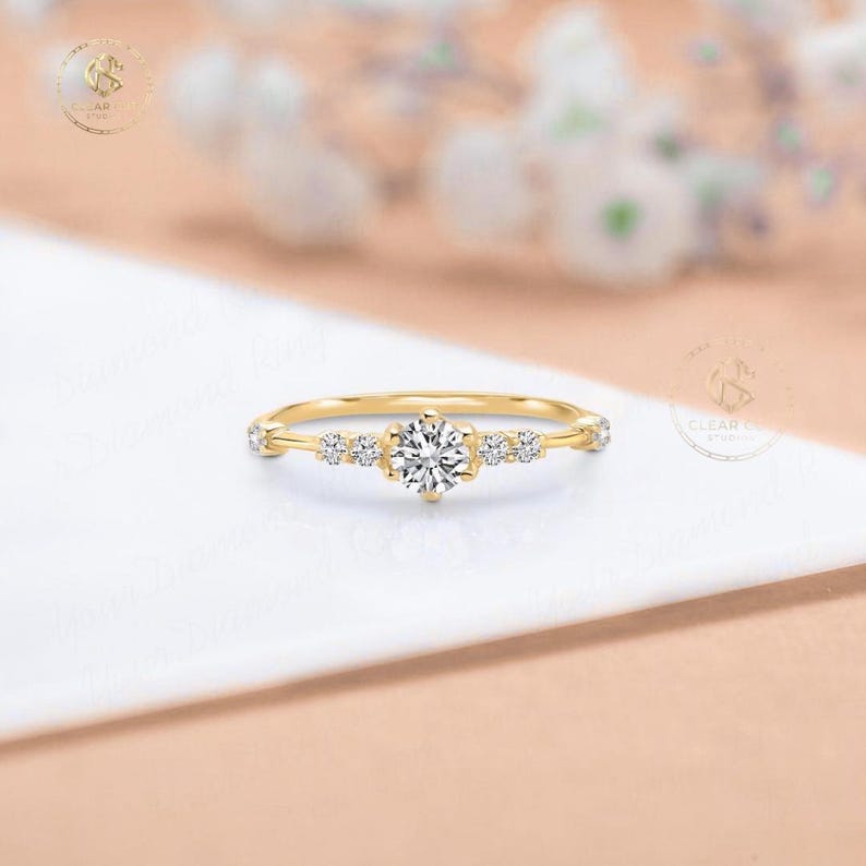 Lab Grown Diamond Engagement Ring, Minimalist Round Cut Promise Ring - Etsy