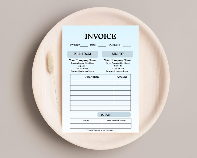 Invoice Template Editable, Small Business, Receipt Order,job Estimate ...