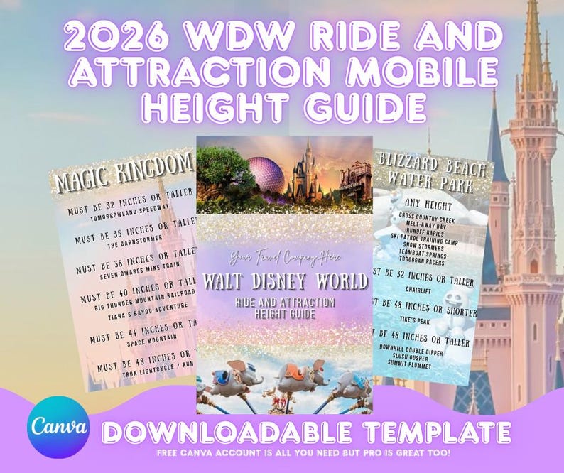 2026 WDW Ride and Attraction Height Requirement Mobile Guide ...