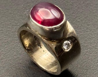Silber und Rubin Übergang Ring