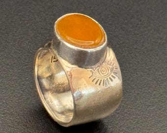 Silber und Citrin Steinring