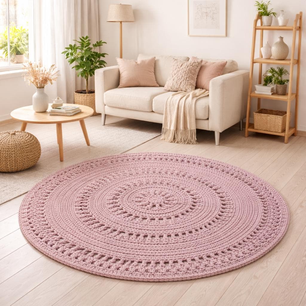 Round Crochet Rug Pattern PDF – Pastel Boho Area Rug – Large Mandala ...