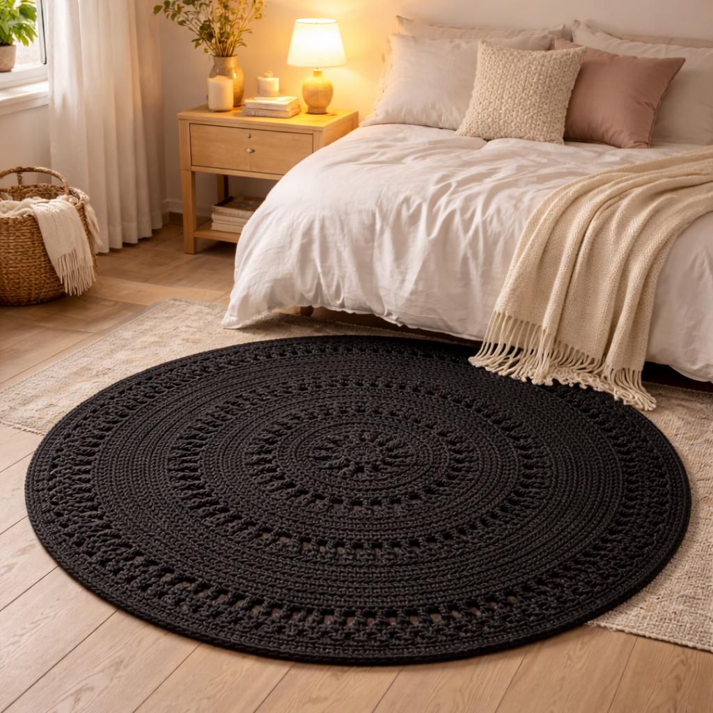 Round Crochet Rug Pattern PDF – Pastel Boho Area Rug – Large Mandala ...