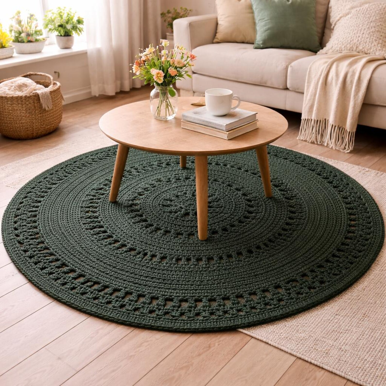 Round Crochet Rug Pattern PDF – Pastel Boho Area Rug – Large Mandala ...