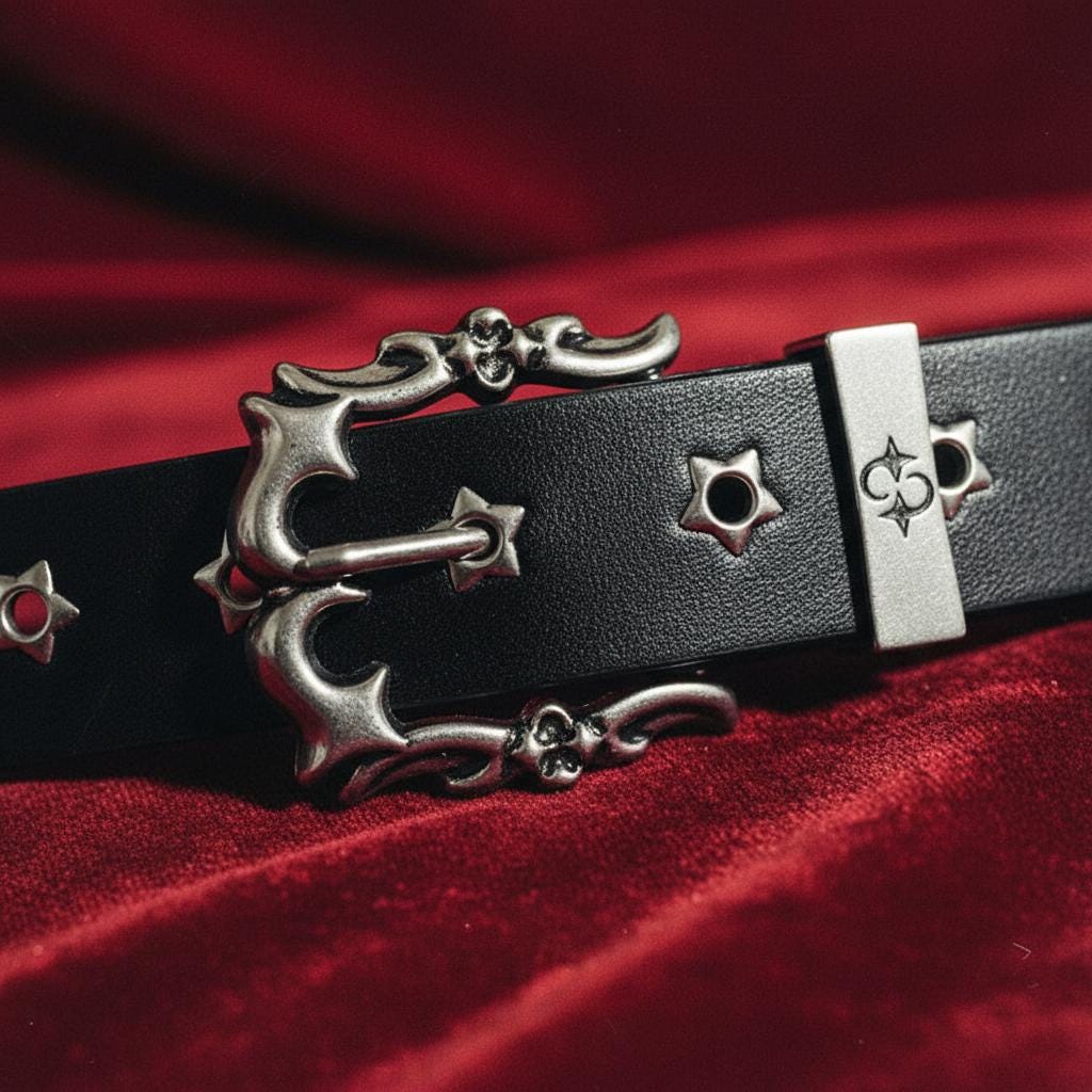 Handmade Star Studded Leather Belt, Y2K Punk Rock Waistband