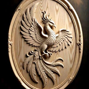 Phoenix STL Relief, 3D STL Model, Files for CNC Router, Wood Carving (Digital Download)