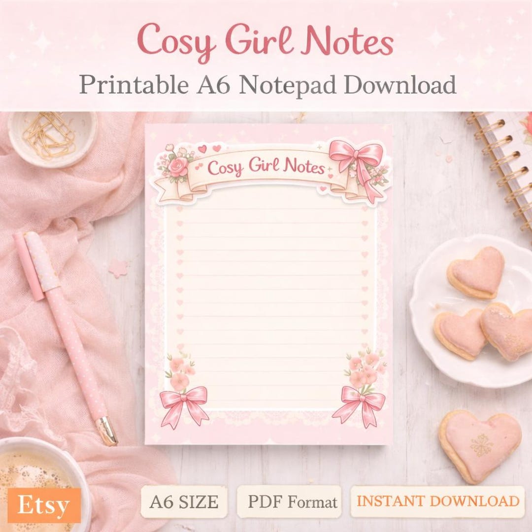 Grils Short Notes Cosy Girl Notes - Cute & Minimal Notepage Pages - Etsy