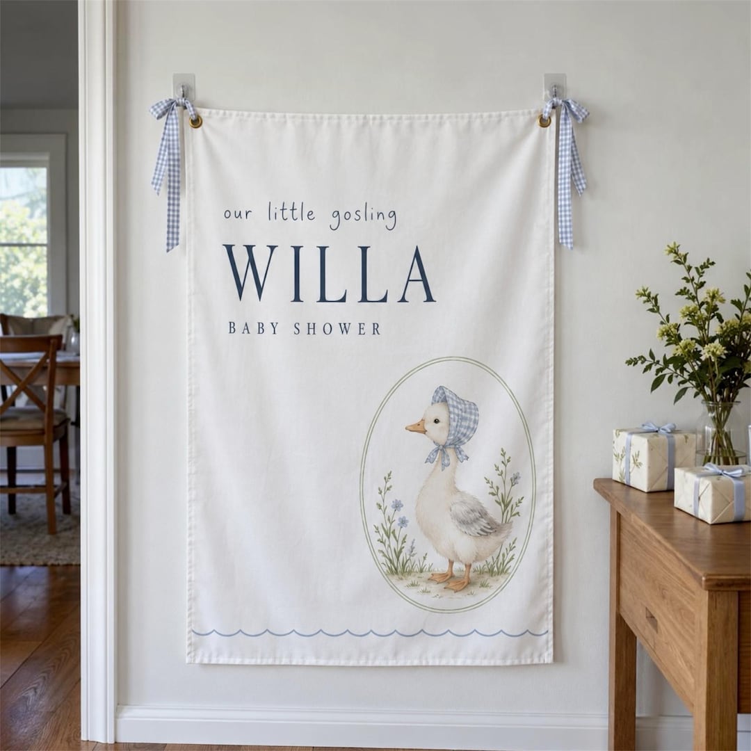 Personalized Baby Shower Banner With Name, Watercolor Goose Welcome ...