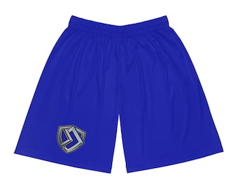Pantalones cortos de baloncesto azules, pantalones cortos deportivos con el logo del equipo / AOP