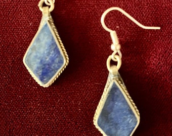 Vintage Lapis Lazuli Earrings Afghan Ethnic Jewelry