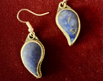 Vintage Lapis Lazuli Earrings Afghan Ethnic Jewelry