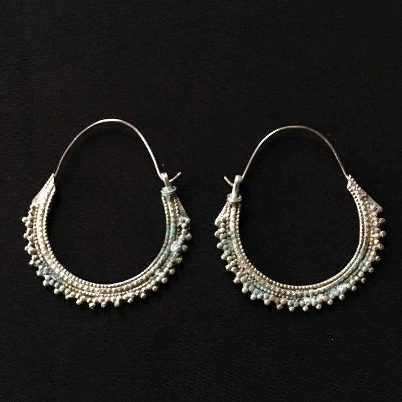 Vintage Kuchi Tribal Saw Blade Hoop Earrings Fusion Belly Dance image 1